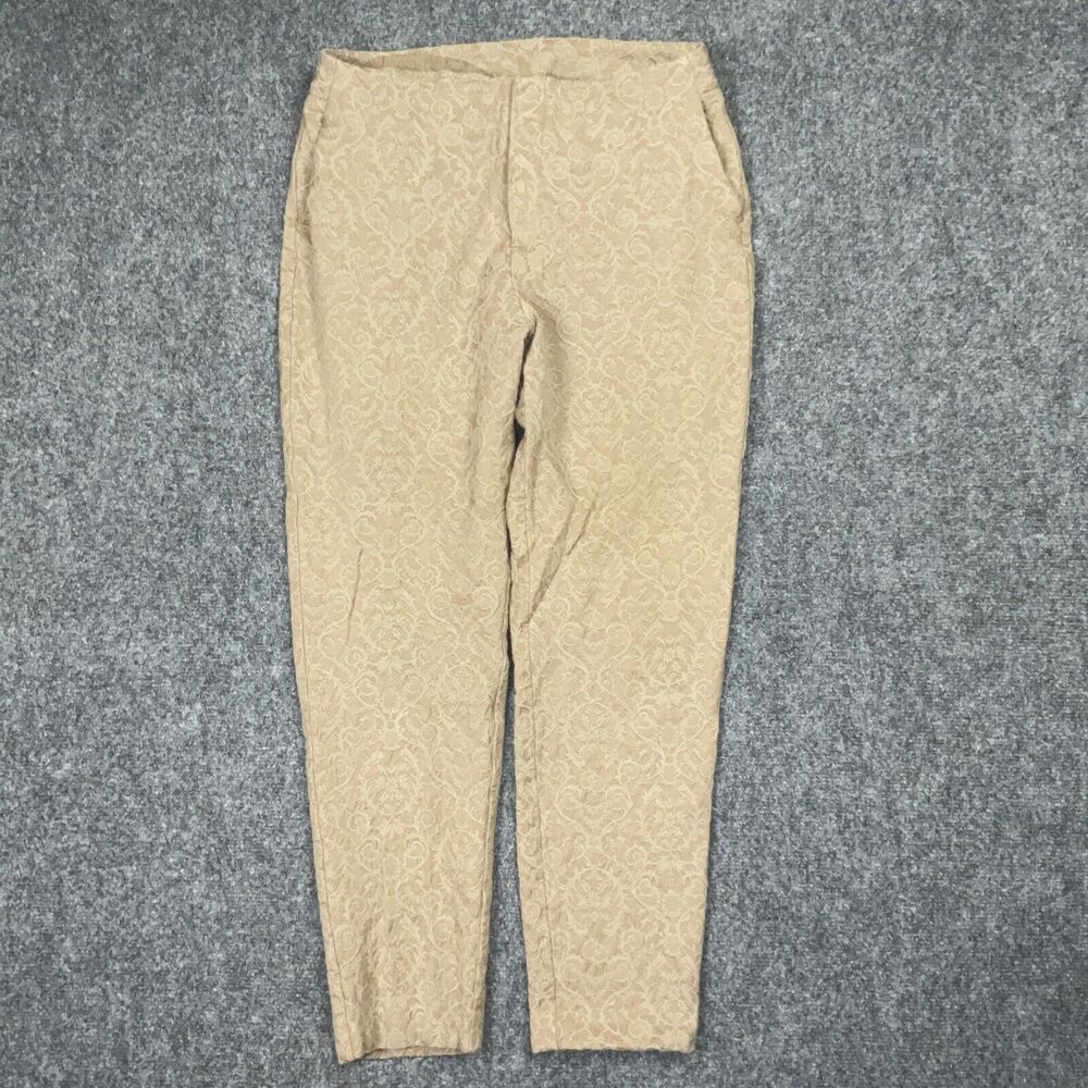 Soft Surroundings Pants Womens Size 10 Brown Jacquard Tapered Artsy